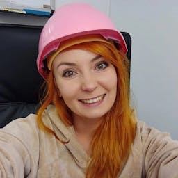 Pink Helmet owner face
